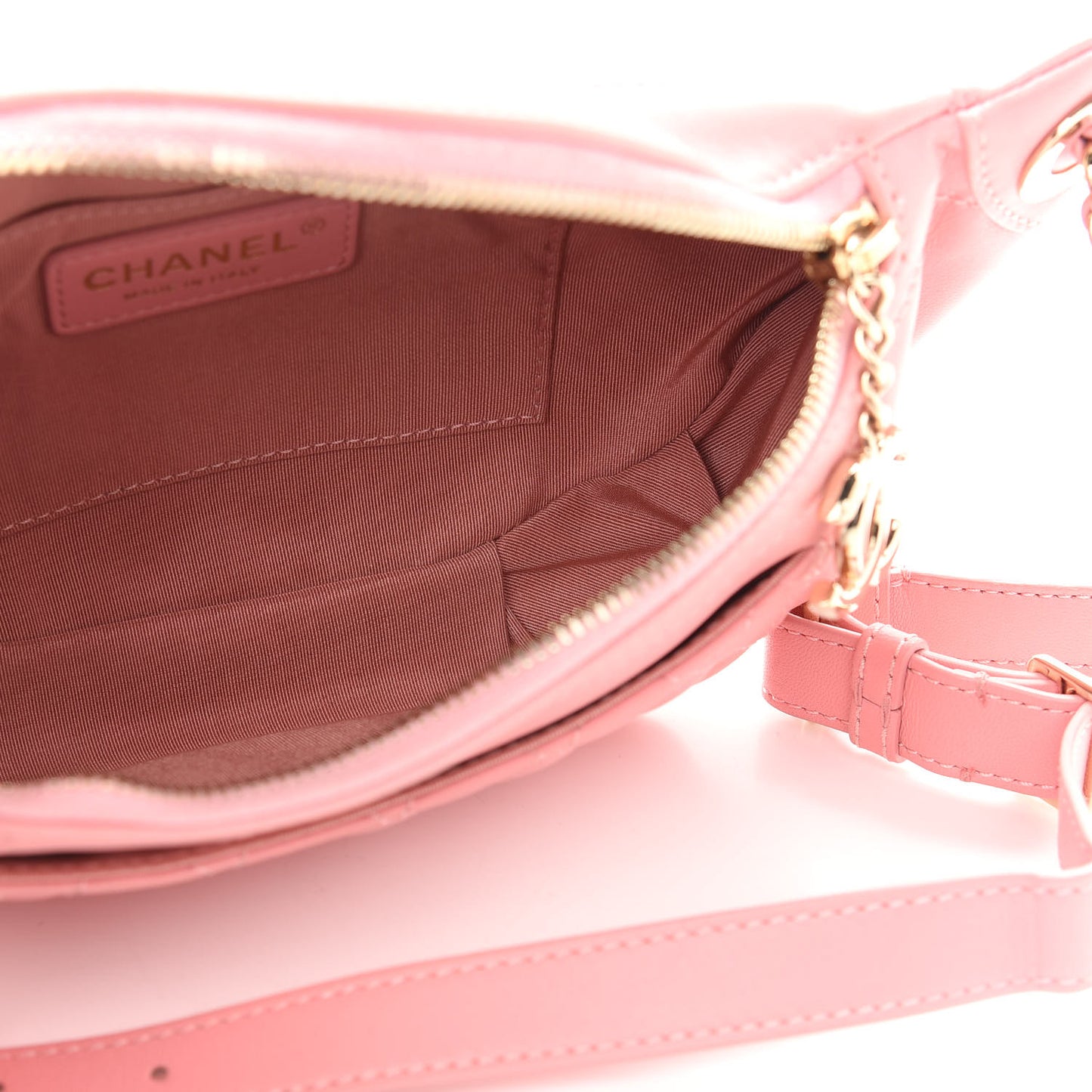 Lambskin Quilted Bi Waist Bag Fanny Pack Pink