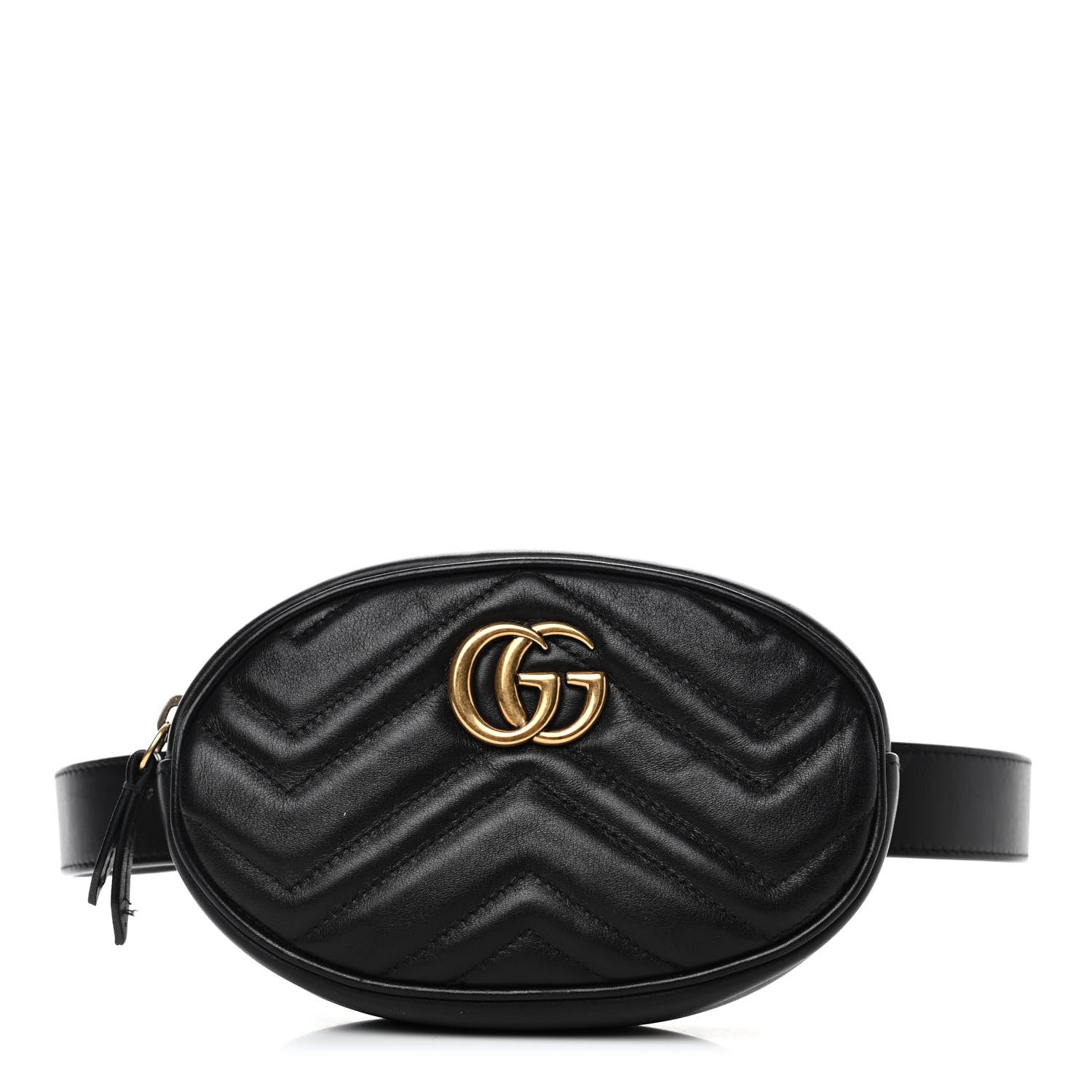 Gucci Calfskin Matelasse GG Marmont Belt Bag 85 34 Black 1 of 5