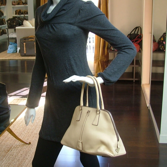 Prada Daino Sport Frame Bowler Tote Ivory 2 of 11