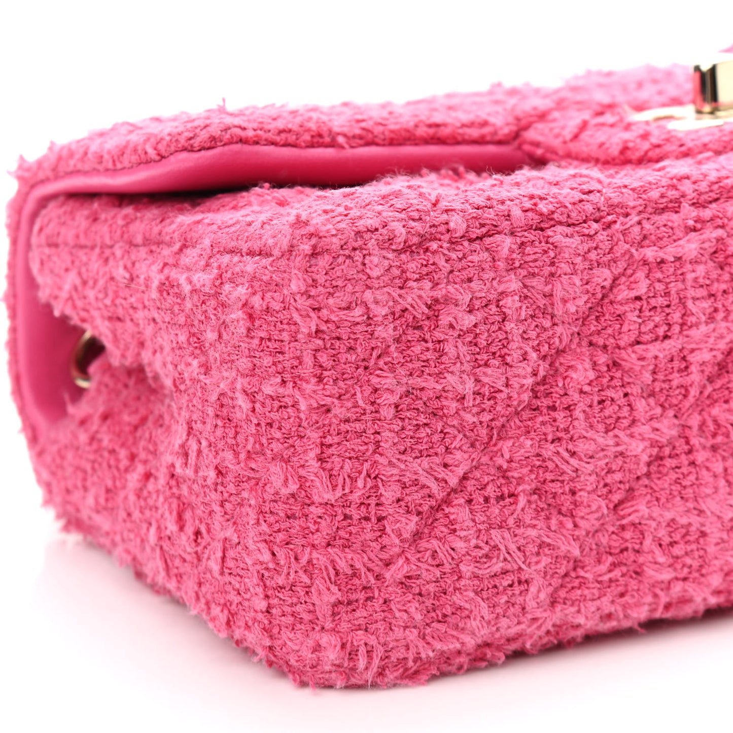 Wool Tweed Quilted Mini Rectangular Flap Dark Pink Fuchsia