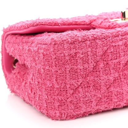 Chanel Wool Tweed Quilted Mini Rectangular Flap Dark Pink Fuchsia 9 of 11