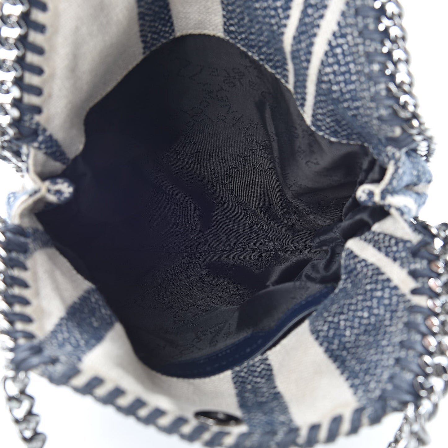 Canvas Mini Striped Falabella Fold Over Tote Navy