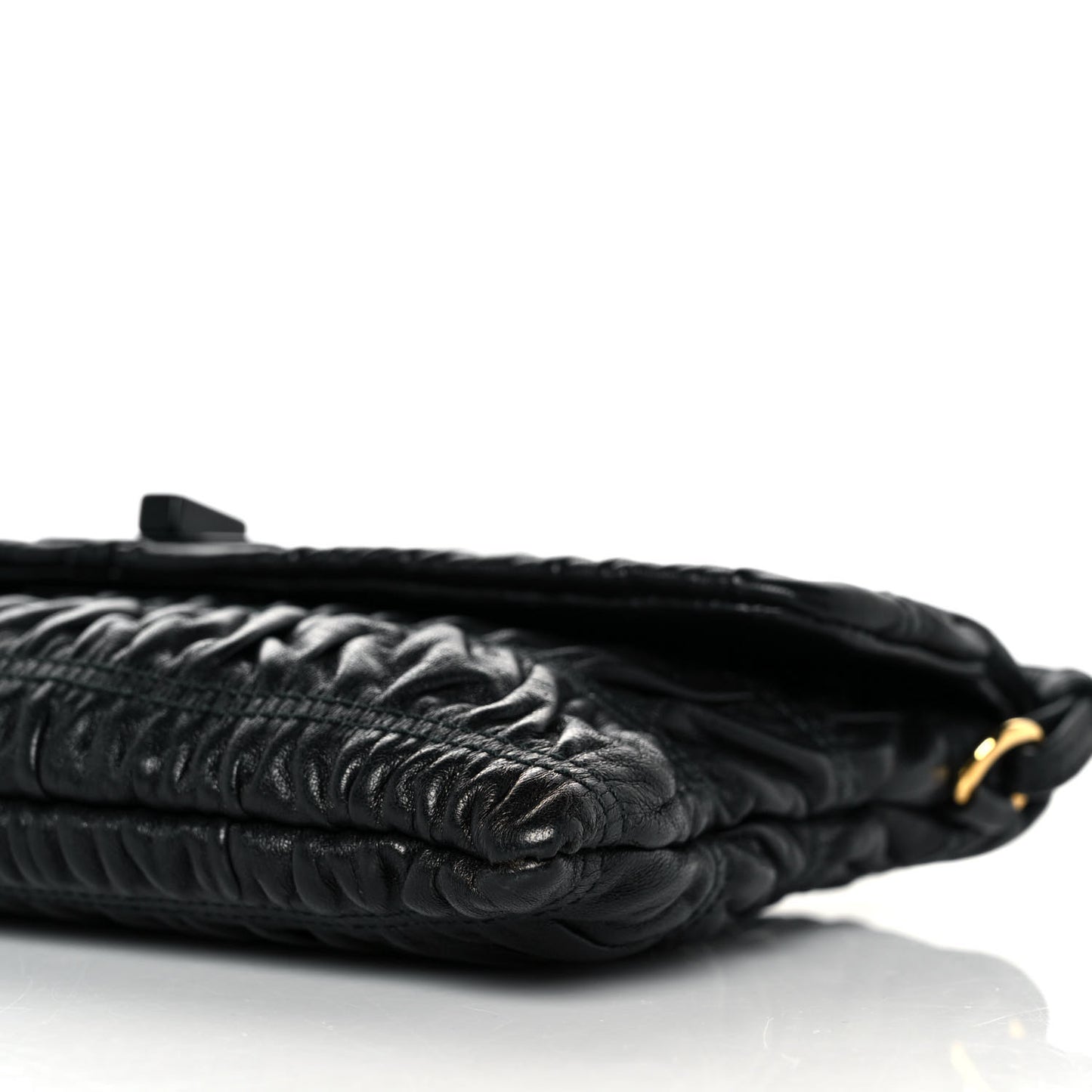 Nappa Gaufre Wristlet Clutch Black