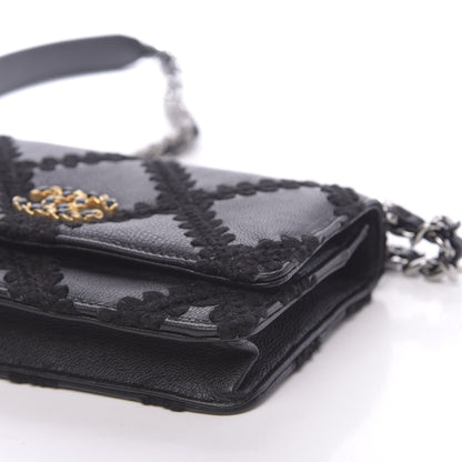 Chanel Calfskin Crochet 19 Wallet On Chain WOC Black 12 of 13