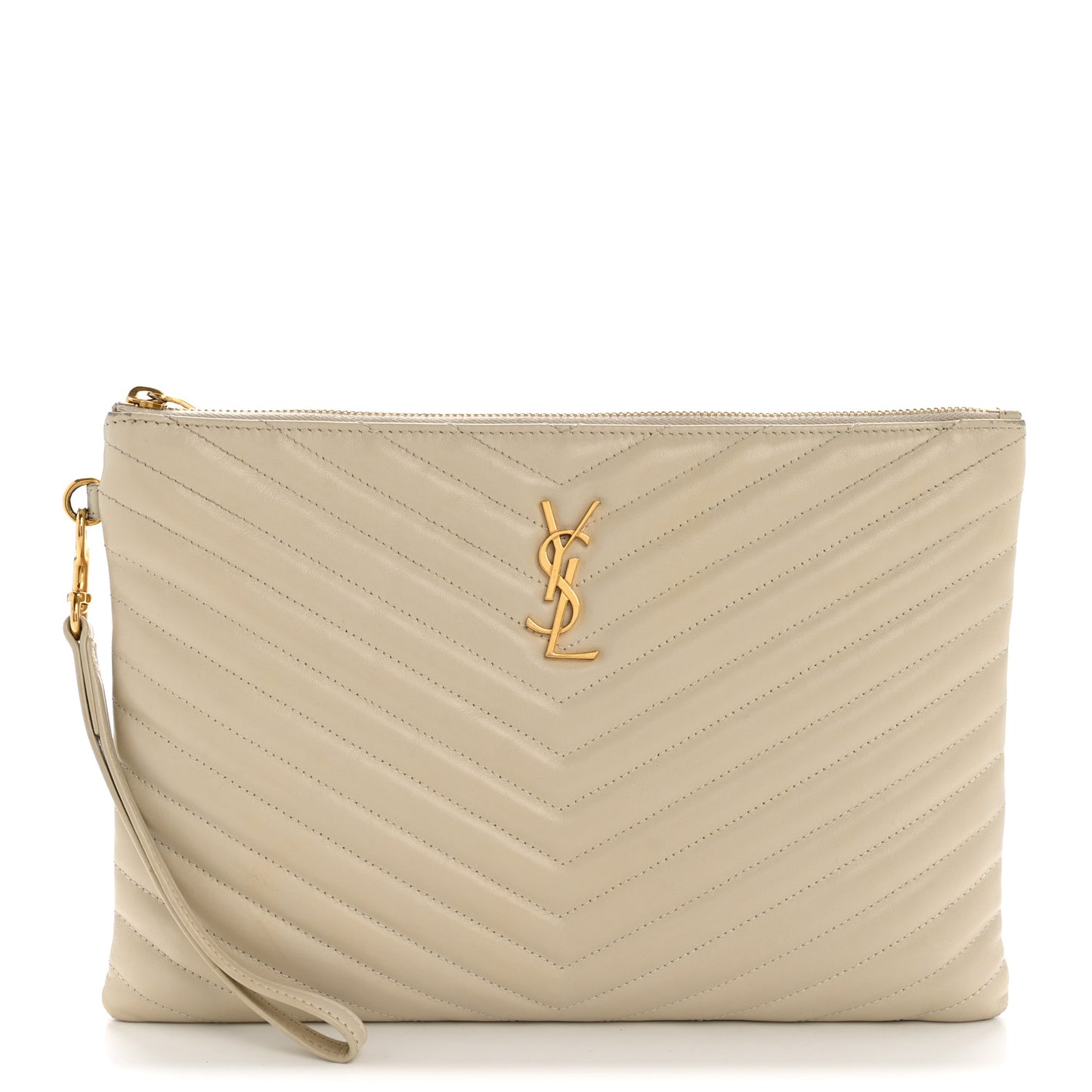 Calfskin Matelasse Monogram Cassandre Tablet Pouch Crema Soft