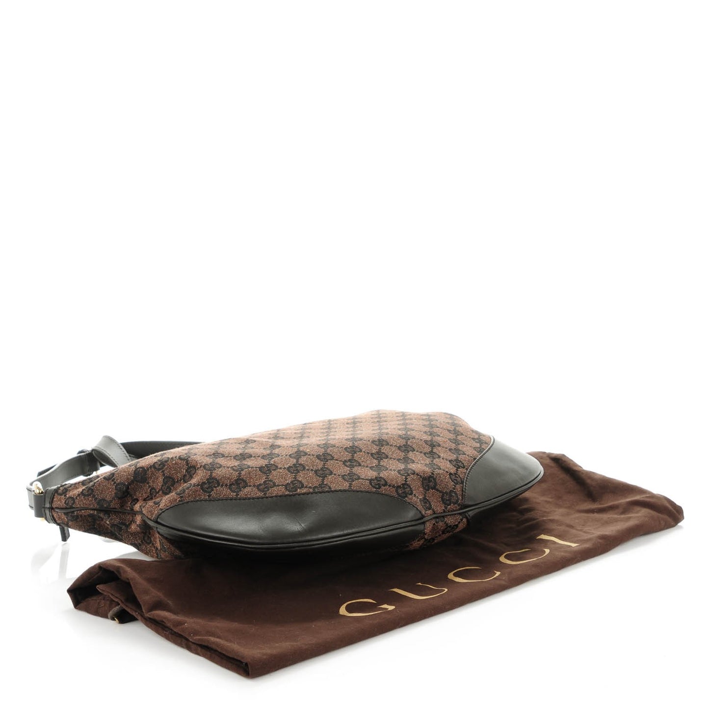 Denim Monogram Large Half Moon Hobo Dark Brown