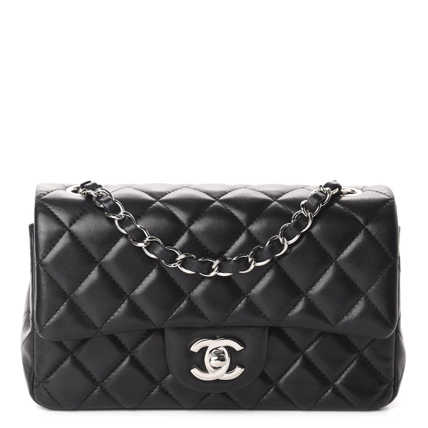Lambskin Quilted Mini Rectangular Flap Black