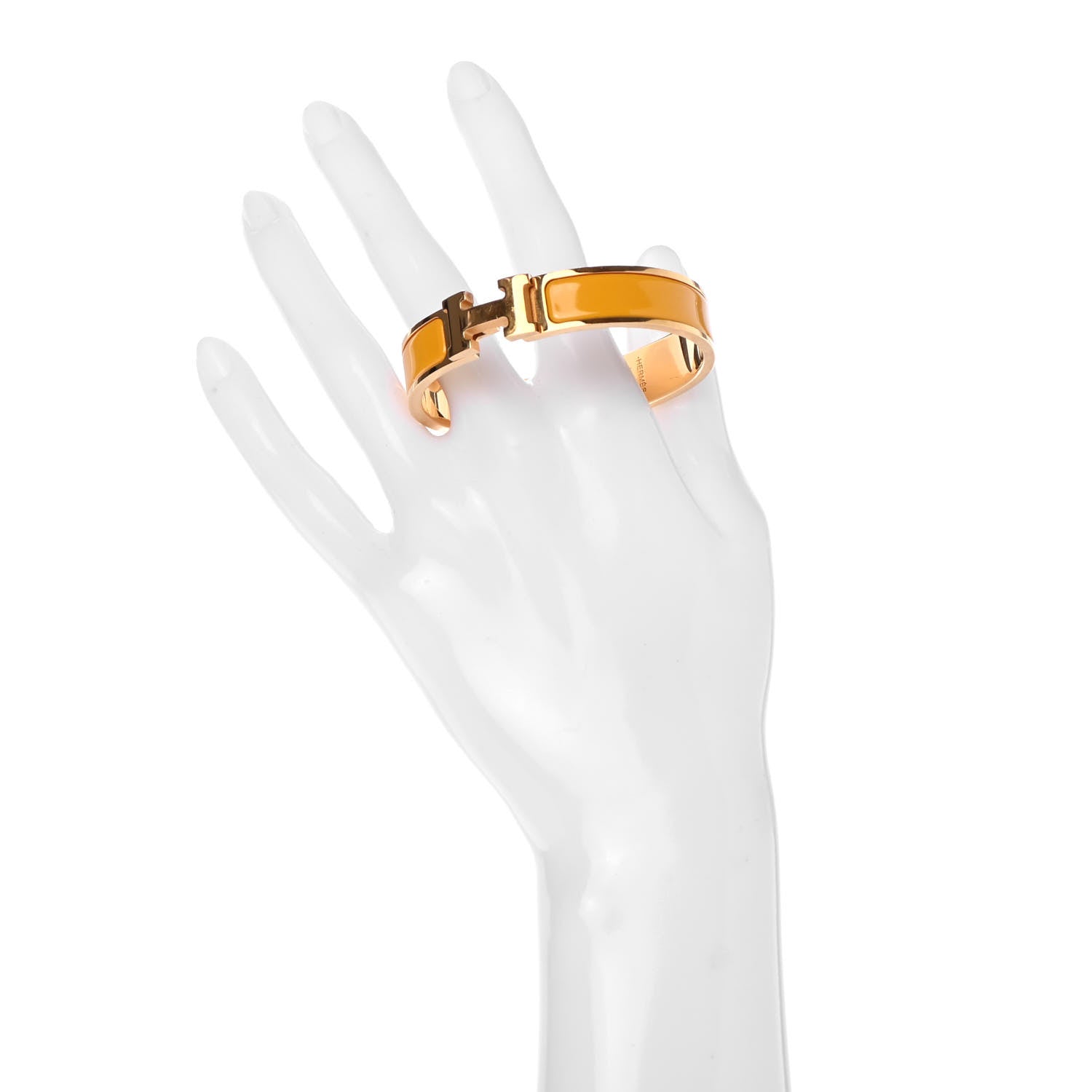 Hermes Enamel Narrow Clic Clac H Bracelet PM Jaune Madras 2 of 4
