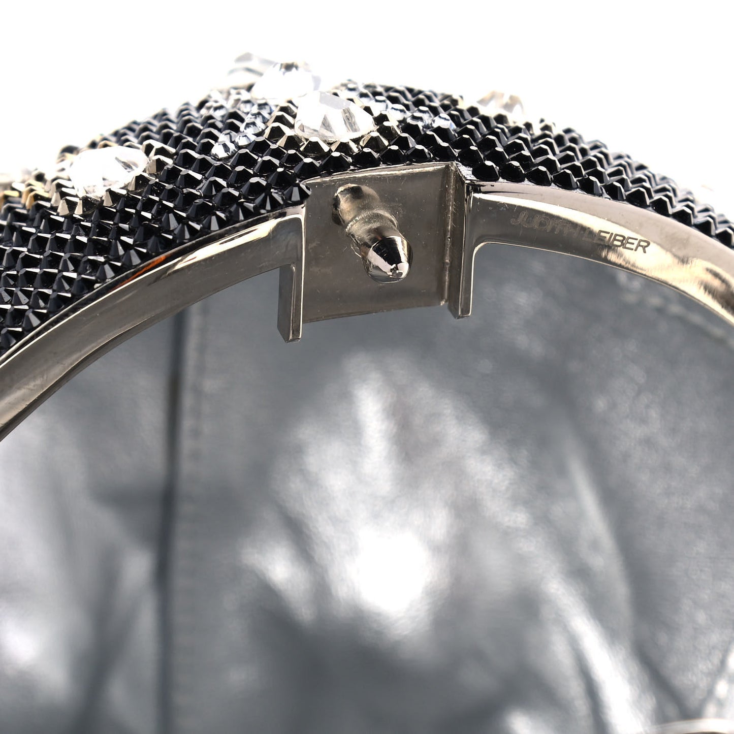 Crystal Bela Lugosi Skull Minaudiere Clutch Silver Multicolor