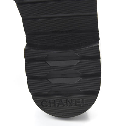 Chanel Shiny Goatskin Calfskin Quilted Lace Up Combat Boots 38.5 Black 6 of 9