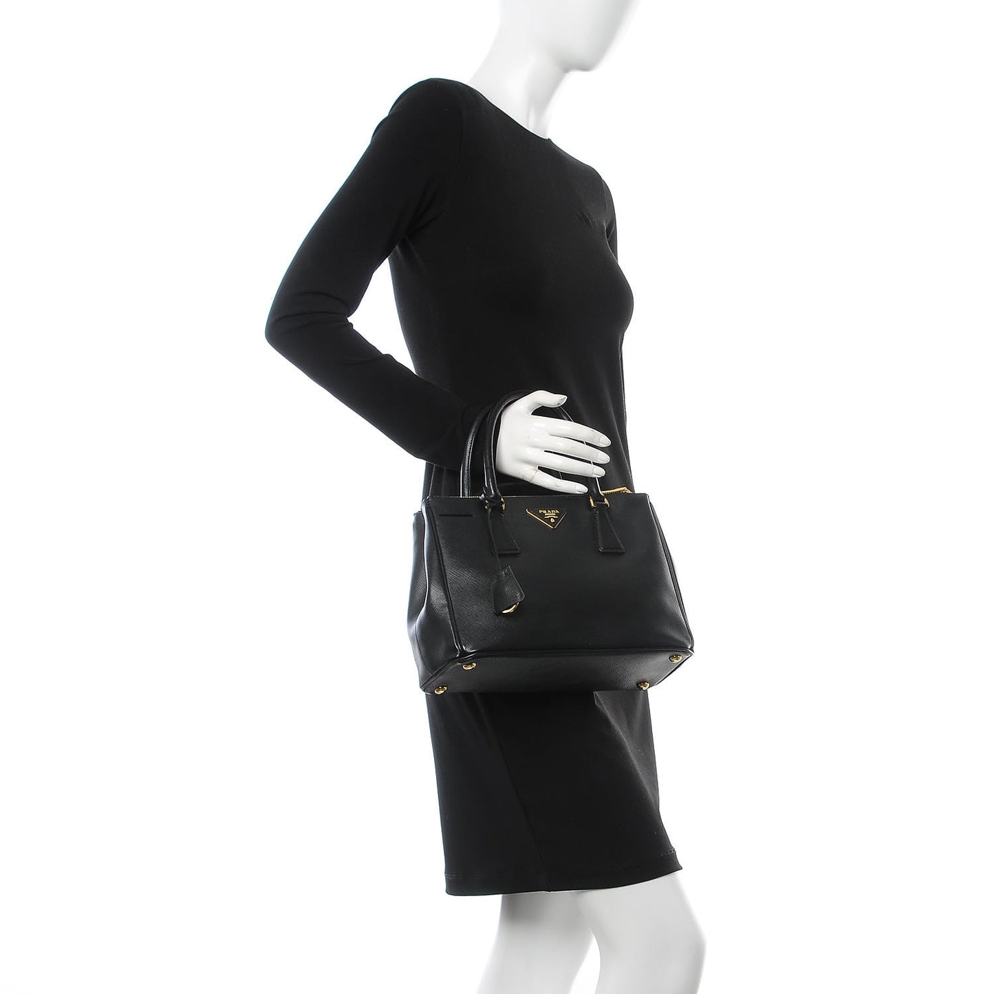 Saffiano Small Galleria Double Zip Tote Black