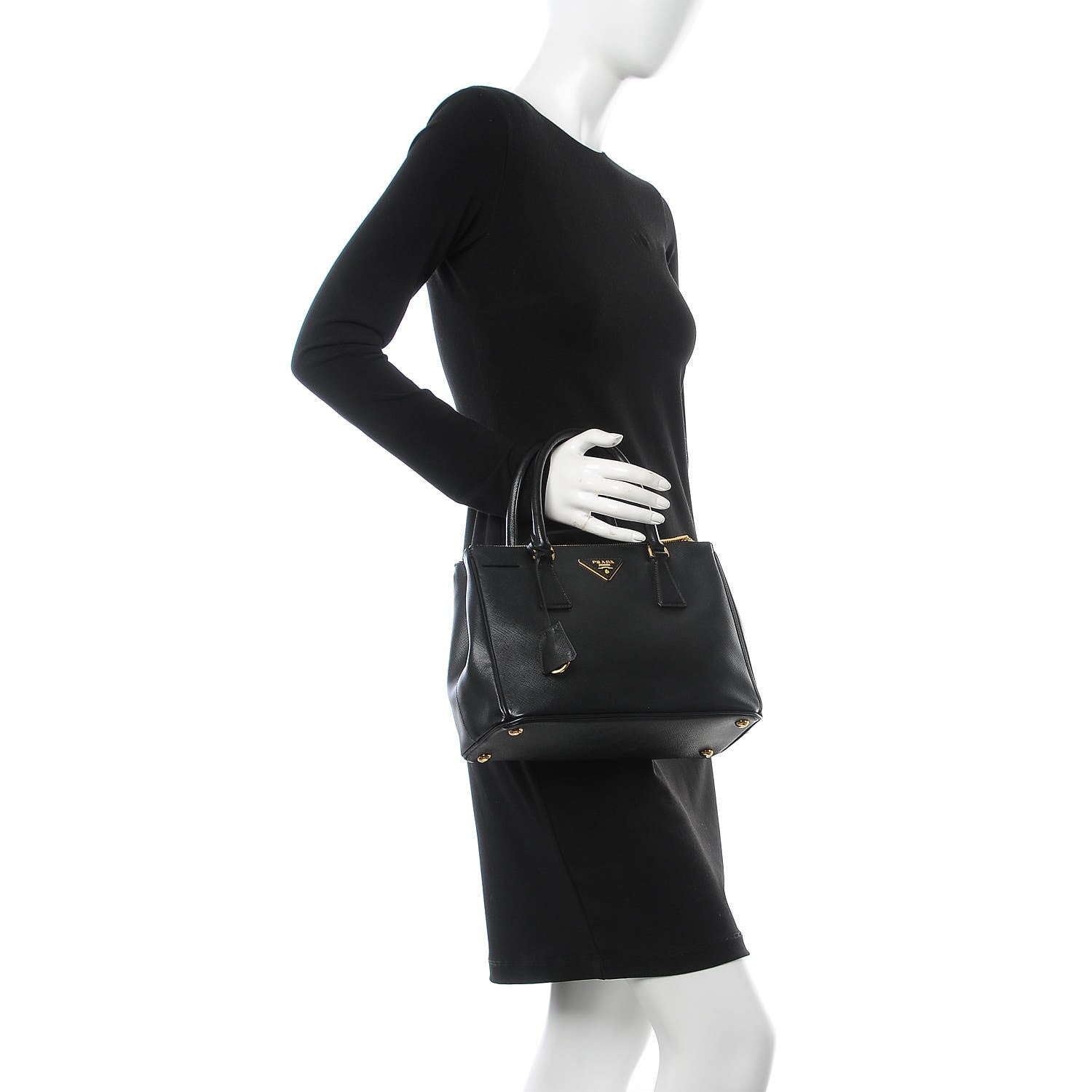 Prada Saffiano Small Galleria Double Zip Tote Black 3 of 8