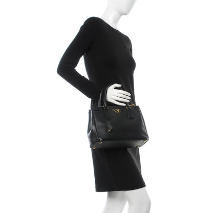 Prada Saffiano Small Galleria Double Zip Tote Black 3 of 8