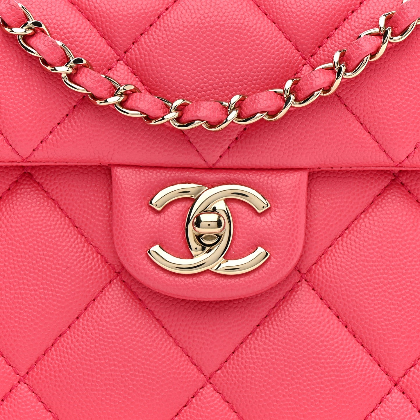 Caviar Quilted Mini Retro Twist Top Handle Flap Pink