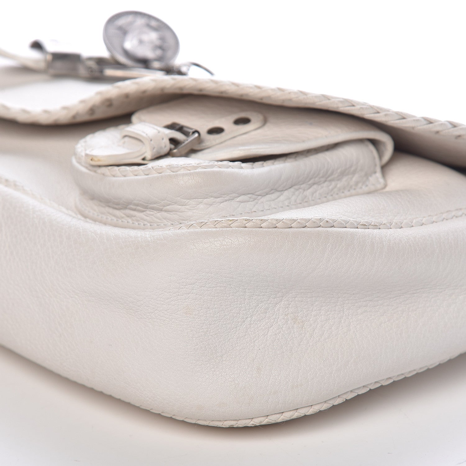 Christian Dior Calfskin Whipstitch Gaucho Double Saddle Bag White 8 of 20