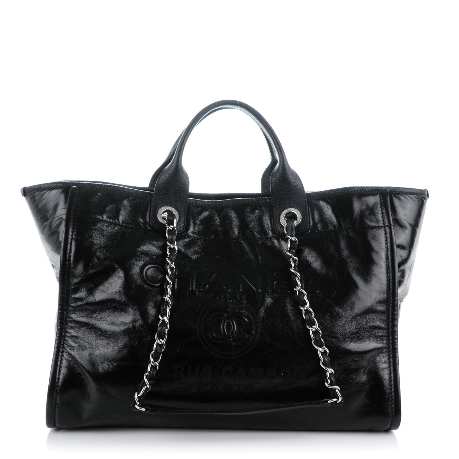 Chanel Glazed Calfskin Large Deauville Tote Black 1 of 7
