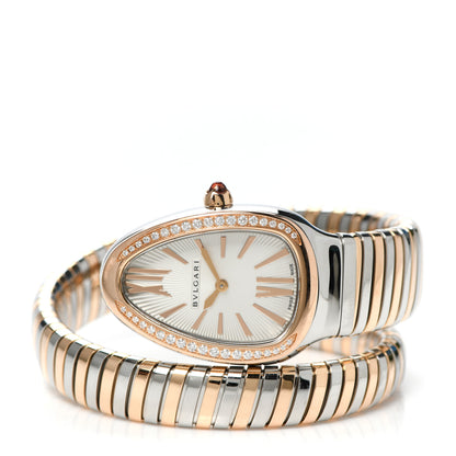 Bulgari Stainless Steel 18K Rose Gold Diamond Bezel 35mm Serpenti Tubogas Quartz Watch 2 of 5
