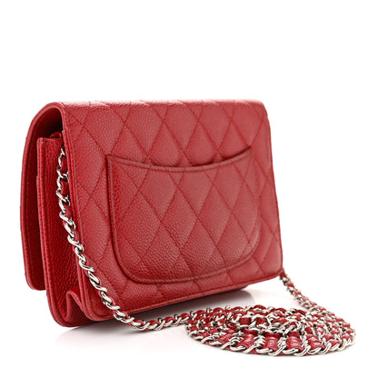 Chanel Caviar Quilted Wallet on Chain WOC Red 3 of 11