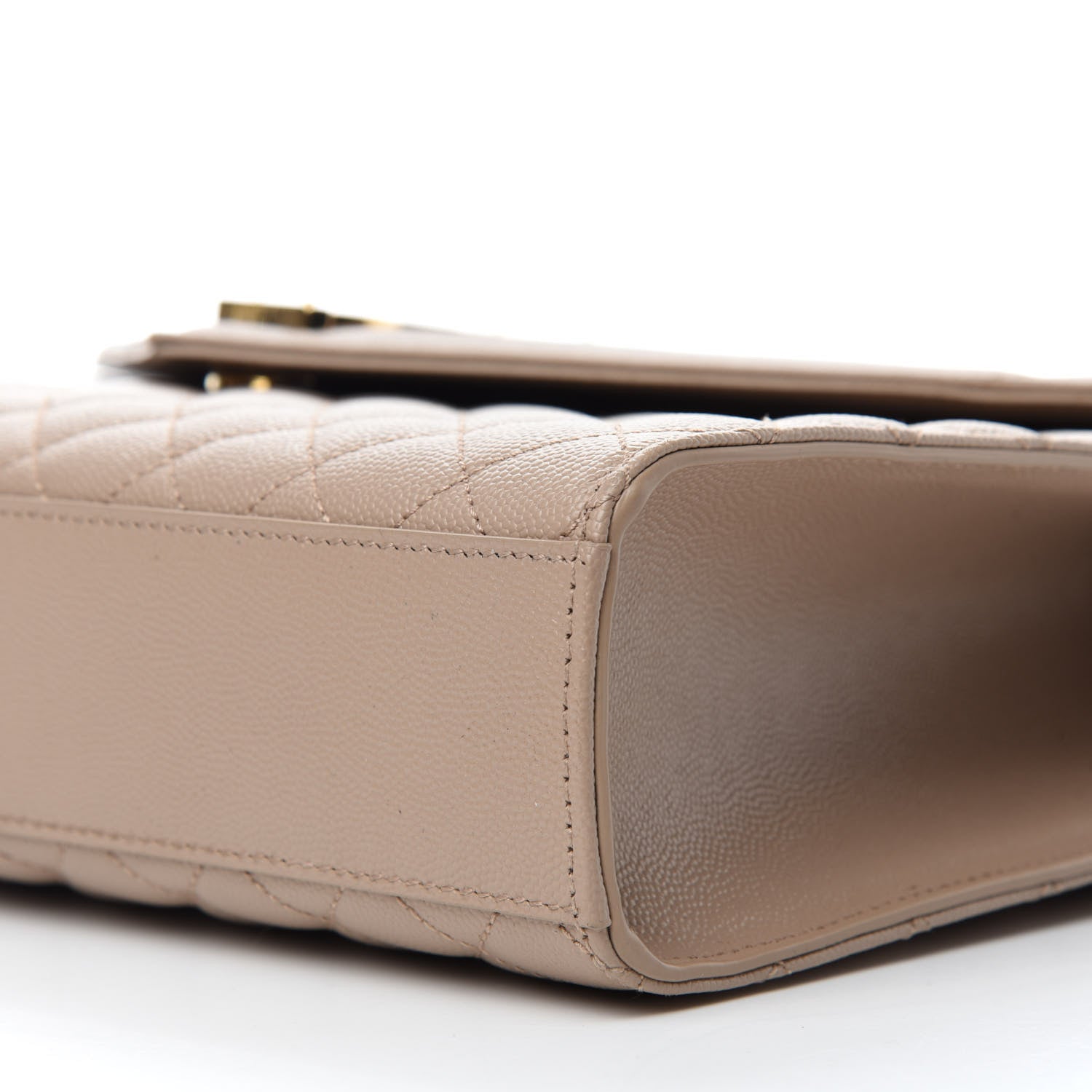 Saint Laurent Grain De Poudre Mixed Matelasse Large Triquilt Monogram Satchel Dark Beige 11 of 11