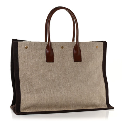 Saint Laurent Linen Calfskin Rive Gauche Tote Natural 3 of 10