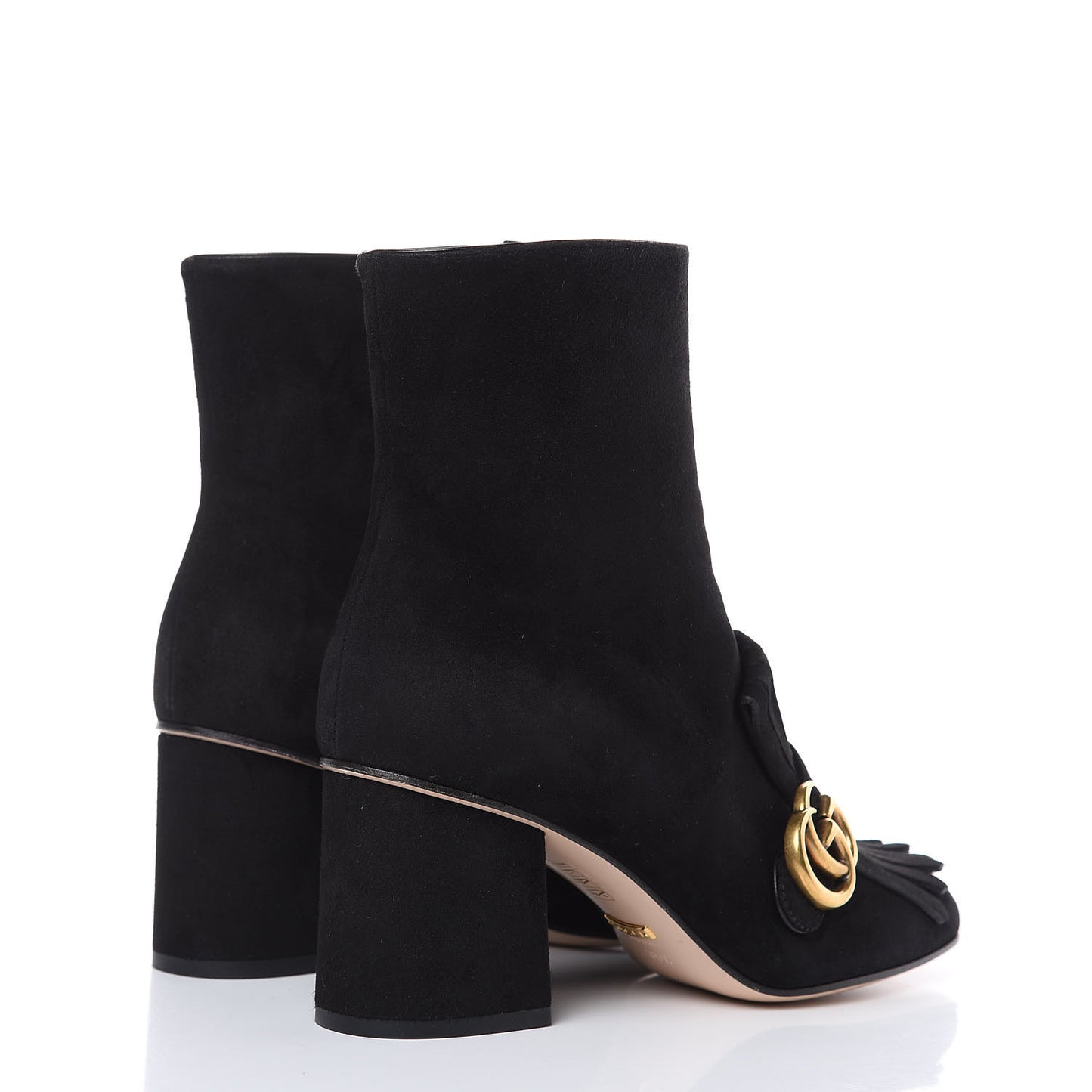 Kid Scamosciato GG Marmont Fringe 75mm Ankle Boots 38.5 Black
