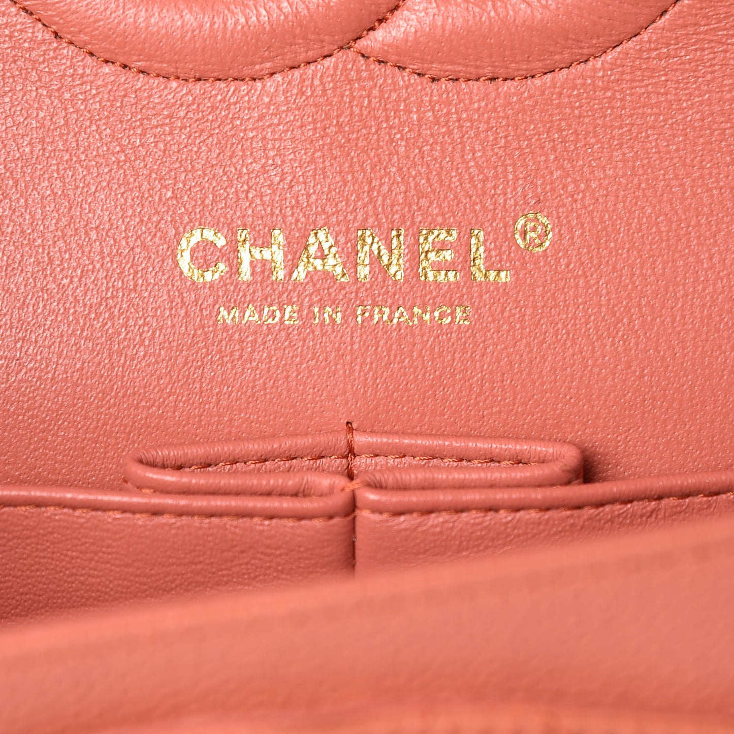 Caviar Quilted Medium Double Flap Coral