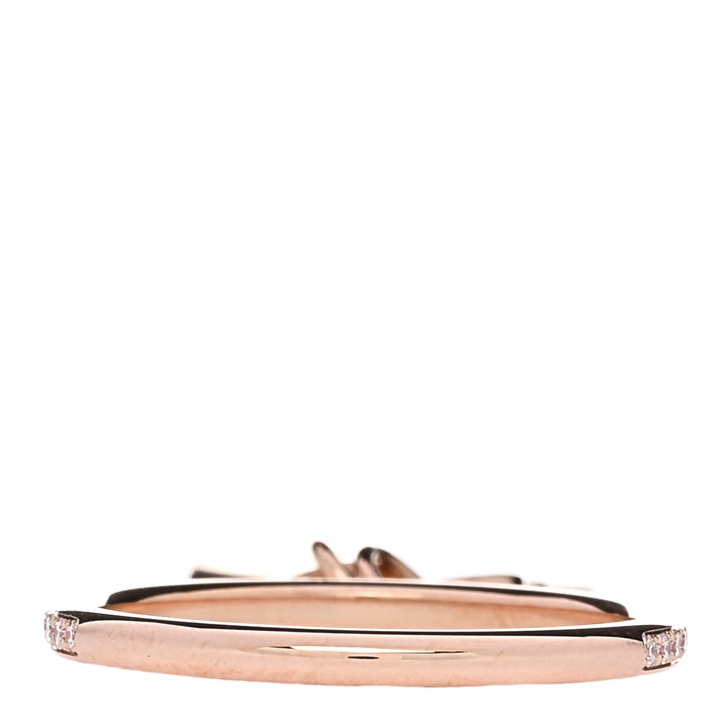 Hermes 18K Rose Gold Diamond Kelly Clochette Ring 52 6 3 of 5