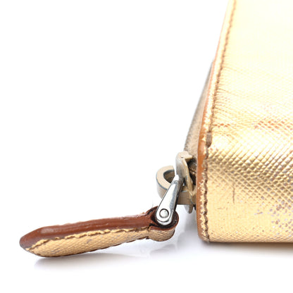 Prada Metallic Saffiano Compact Zip Around Wallet Gold 17 of 26