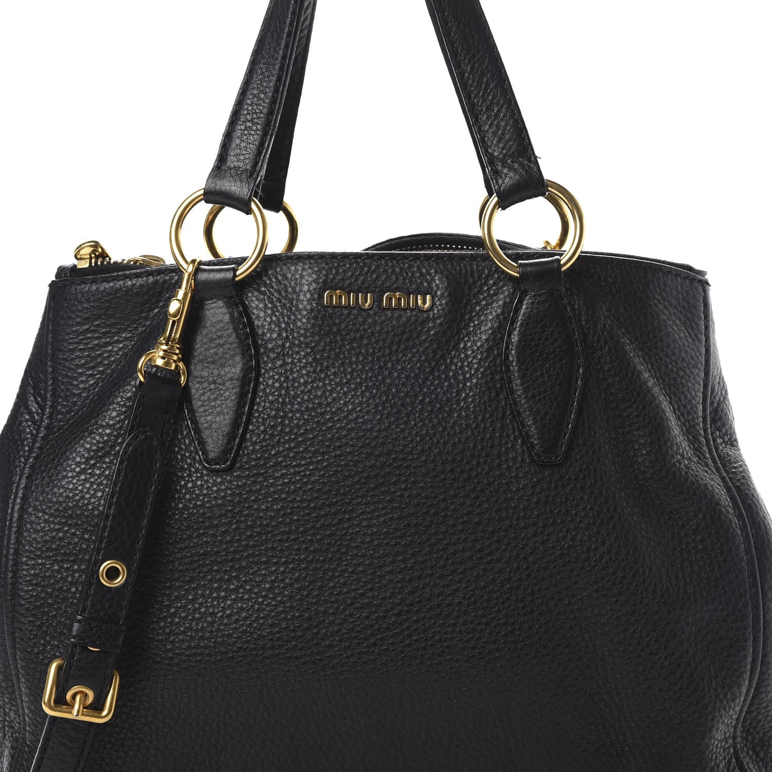 Miu Miu Vitello Daino Tote Black 9 of 16