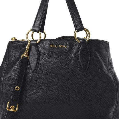 Miu Miu Vitello Daino Tote Black 9 of 16