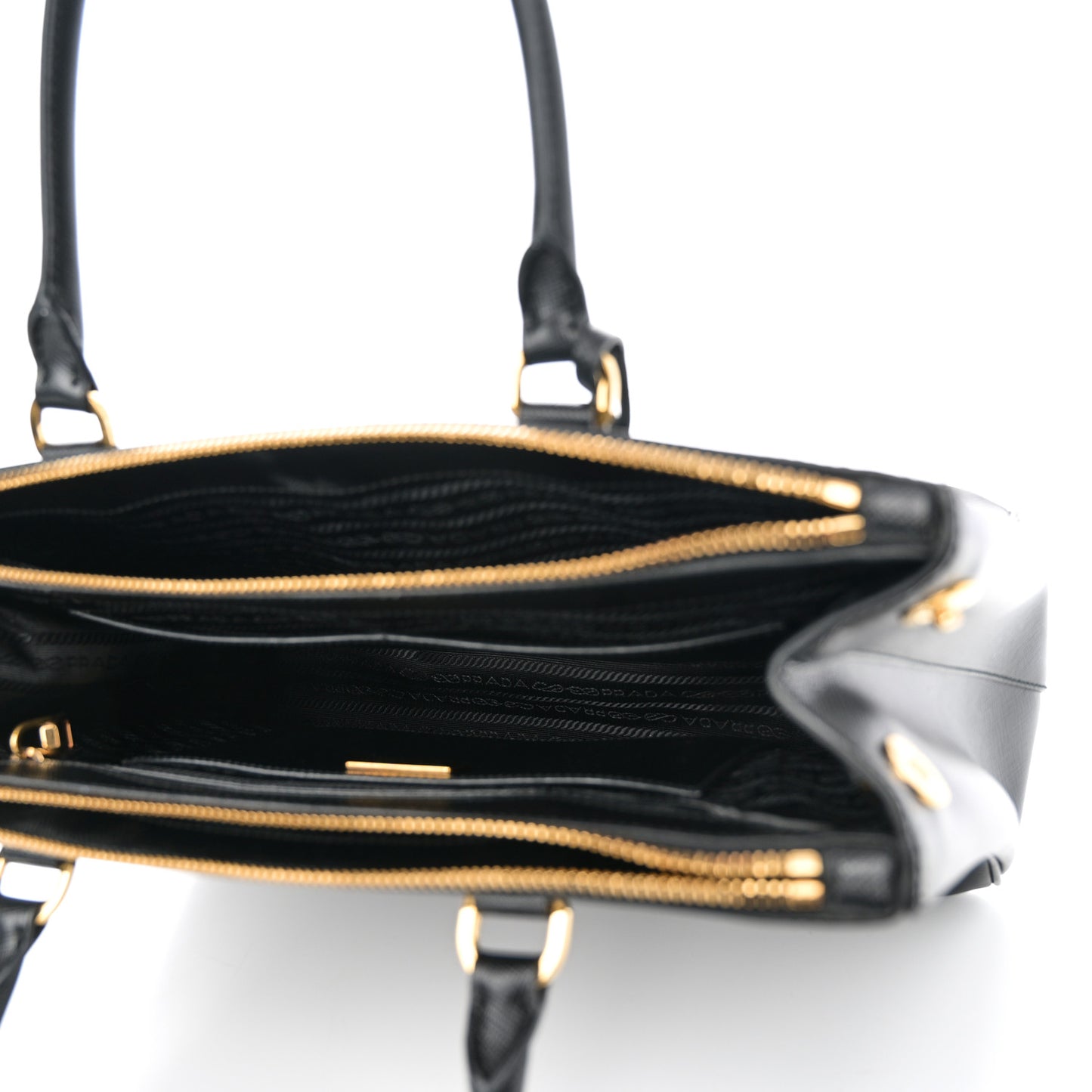 Saffiano Lux Large Galleria Double Zip Tote Black