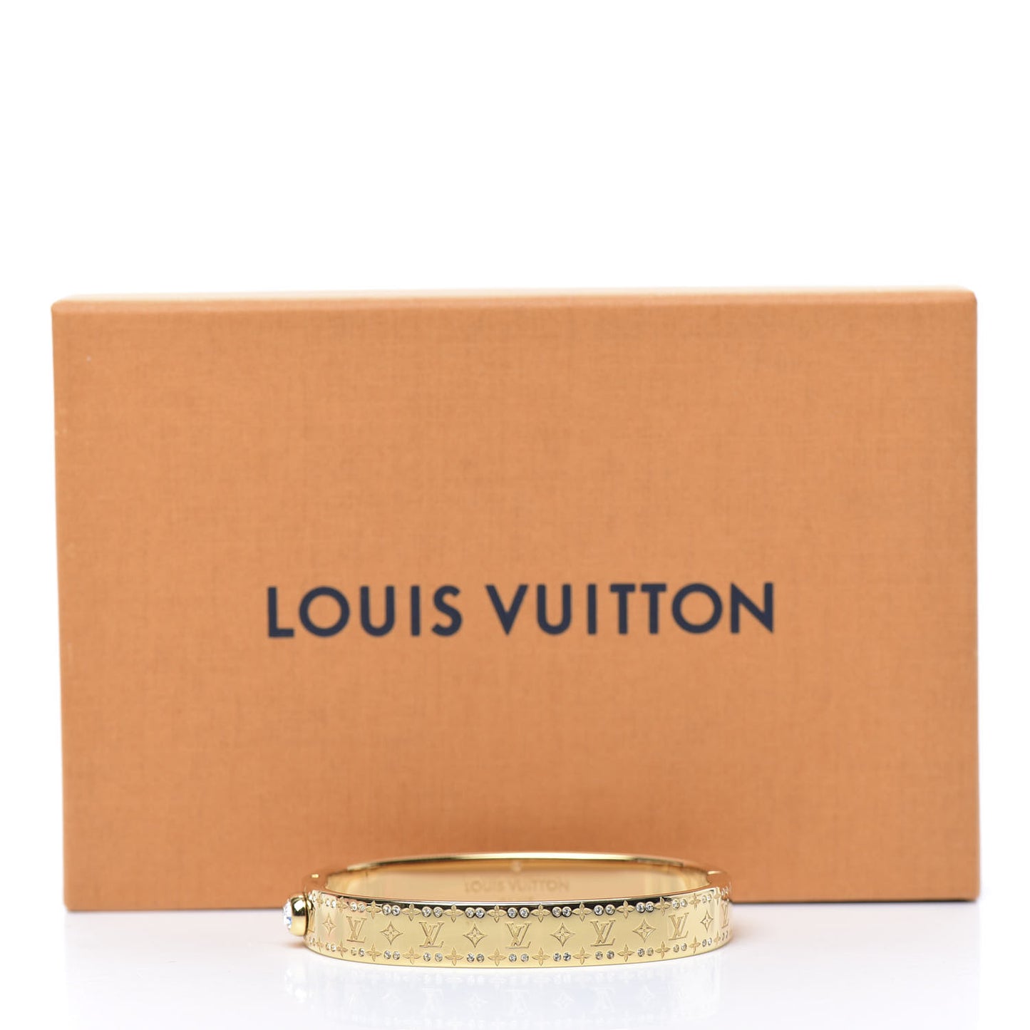 Brass Crystal Monogram Nanogram Strass Cuff S Gold