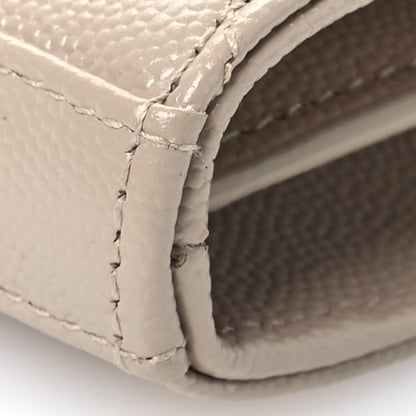 Saint Laurent Grain De Poudre Mixed Matelasse Triquilt Monogram Chain Wallet Dark Beige 10 of 11