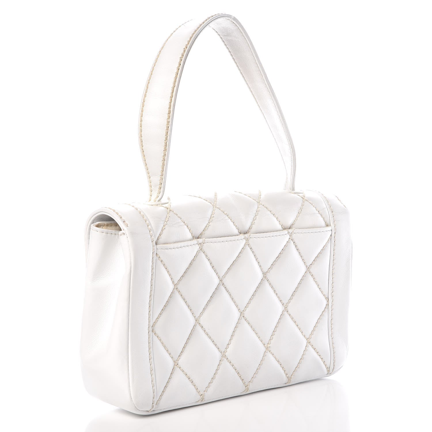 Chanel Calfskin Quilted Wild Stitch Flap White 3 of 13