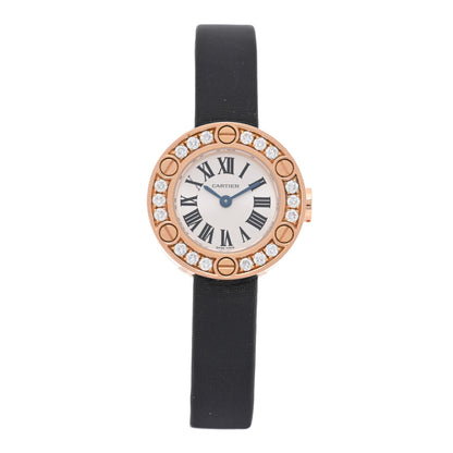 Cartier 18K Pink Gold Satin Diamond 23mm LOVE Quartz Watch Black 1 of 4
