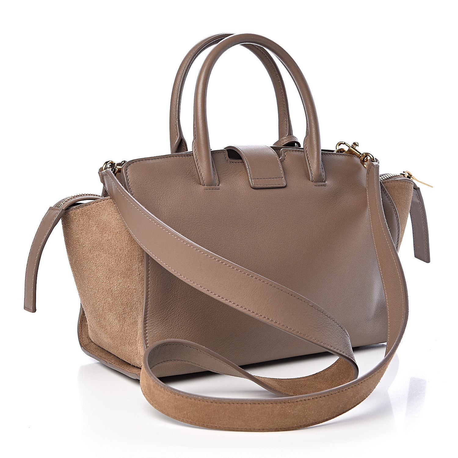Saint Laurent Calfskin Suede Baby Monogram Downtown Cabas Taupe 3 of 12