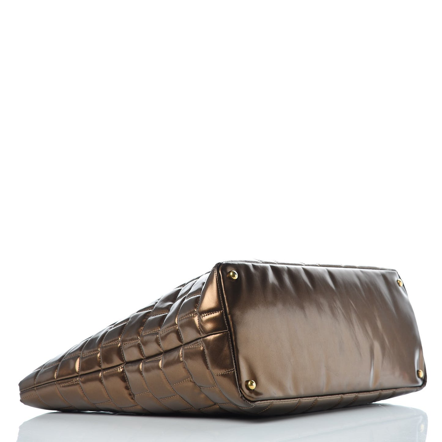 Vinyl Quilted Large Frozen Tote Bronze
