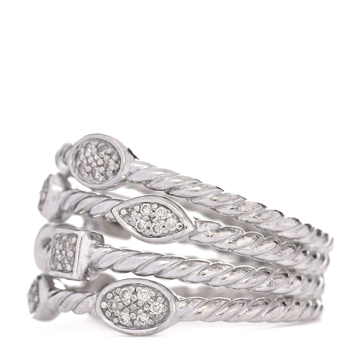 Sterling Silver Diamond Confetti 4 Row Ring 58 8.25