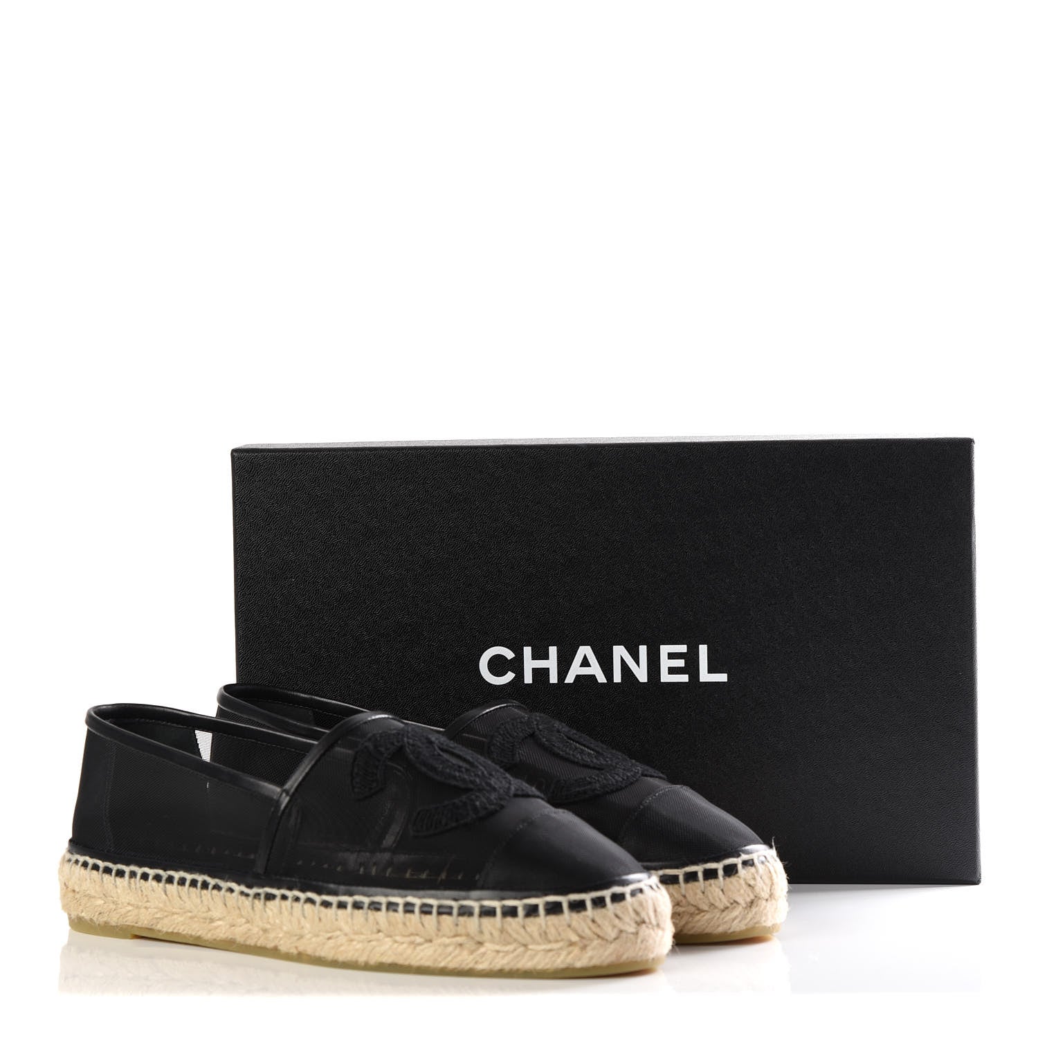 Chanel Mesh Grosgrain CC Espadrilles 38 Black 9 of 9