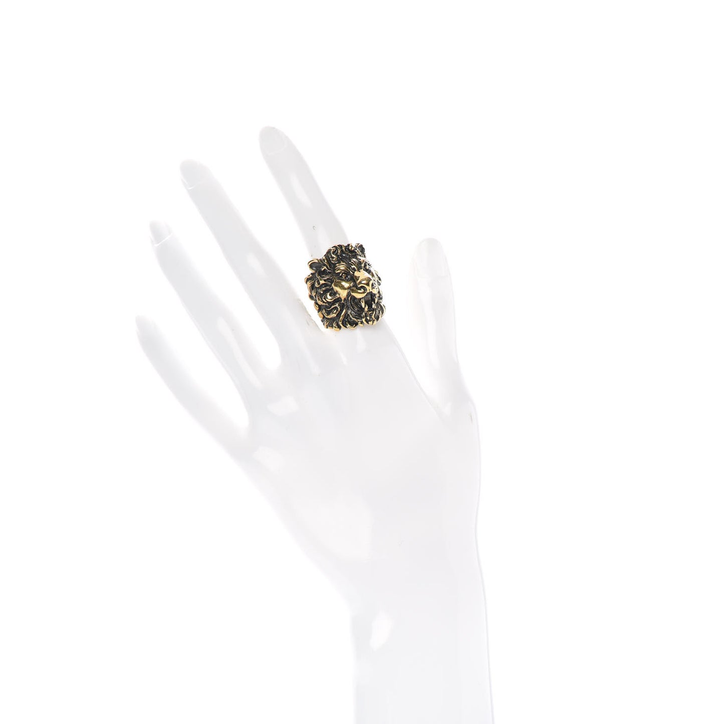 Metal Lion Head Ring 6.75 Aged Gold