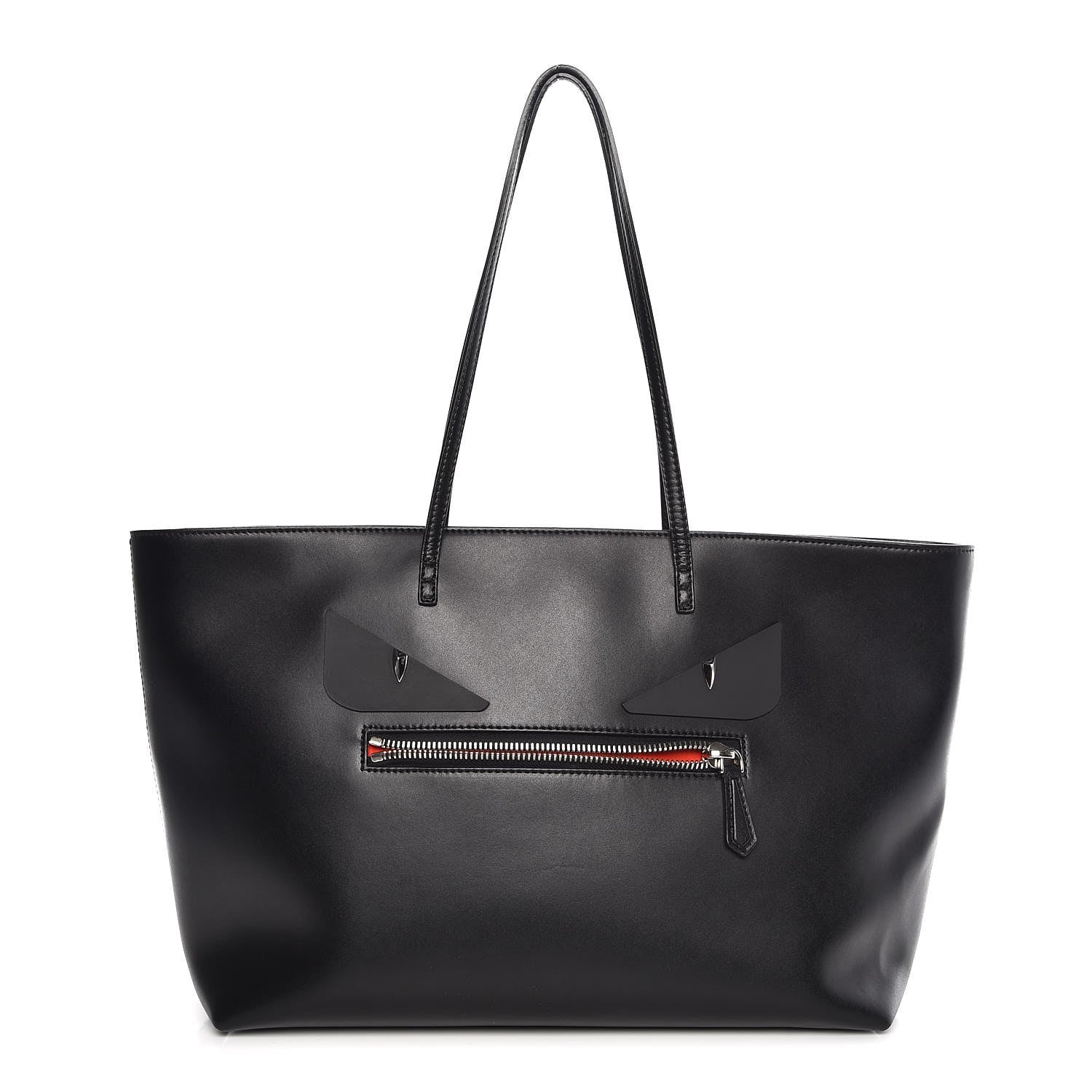 Fendi Vitello Liberty Lucido Metal Monster Eyes Medium Roll Tote Black 1 of 10