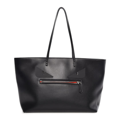 Fendi Vitello Liberty Lucido Metal Monster Eyes Medium Roll Tote Black 1 of 10