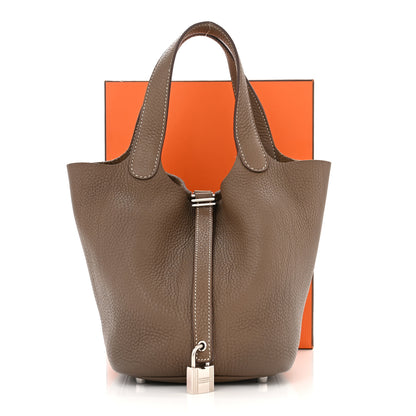 Hermes Taurillon Clemence Picotin Lock 18 PM Etoupe 11 of 11