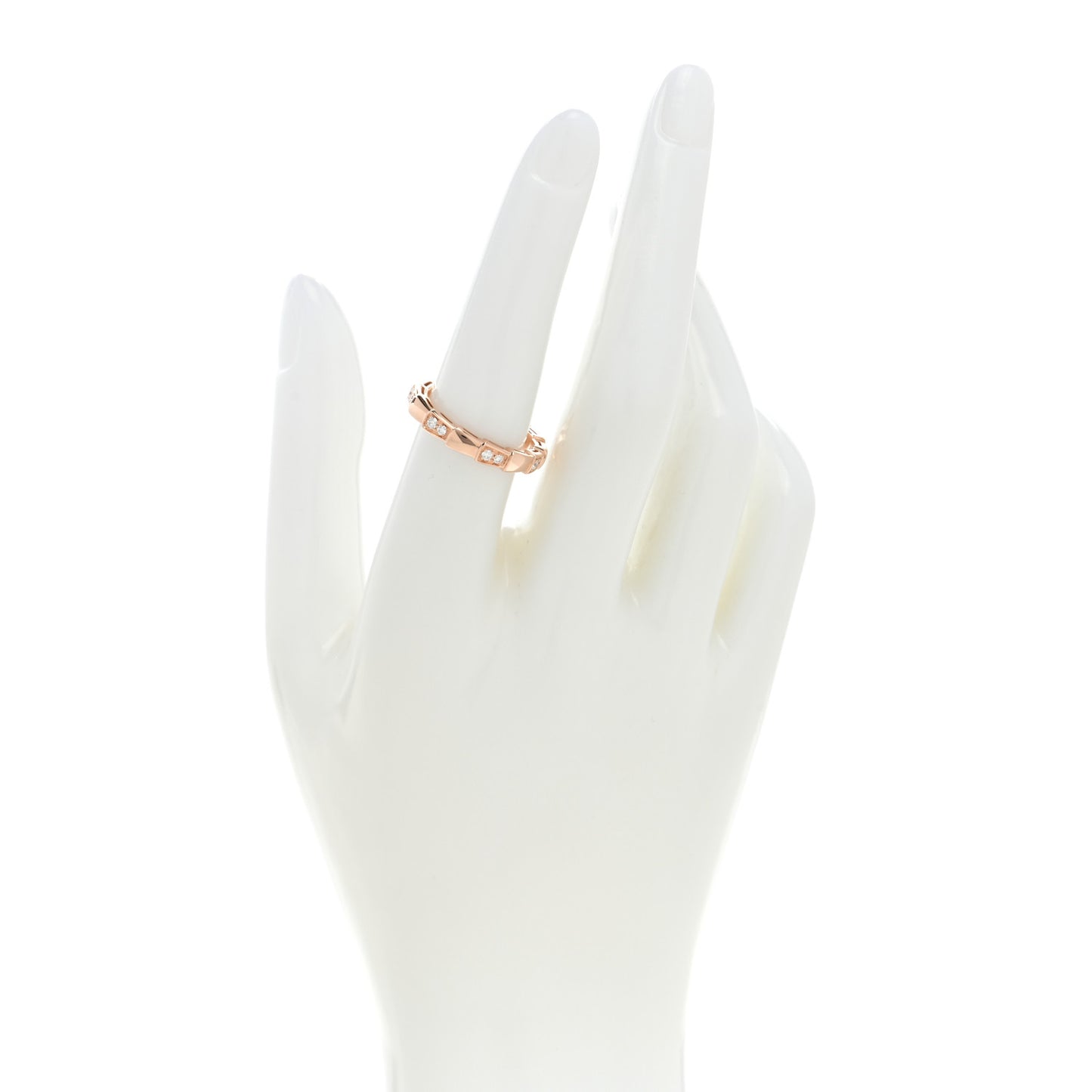 18K Rose Gold Diamond Serpenti Viper Ring 54 7