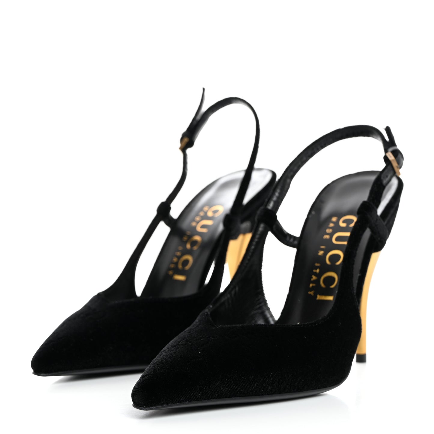 Velvet GG Monogram Slingback 115mm Pumps 37 Black