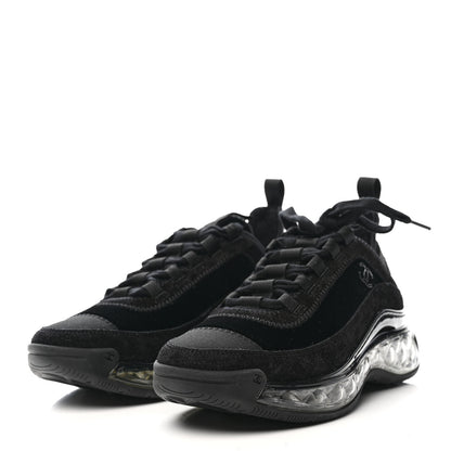 Chanel Suede Calfskin Velvet Grosgrain CC Sneakers 35.5 Black 4 of 9