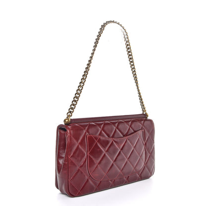 Chanel Calfskin Quilted Gold Bar Flap Burgundy 3 of 7