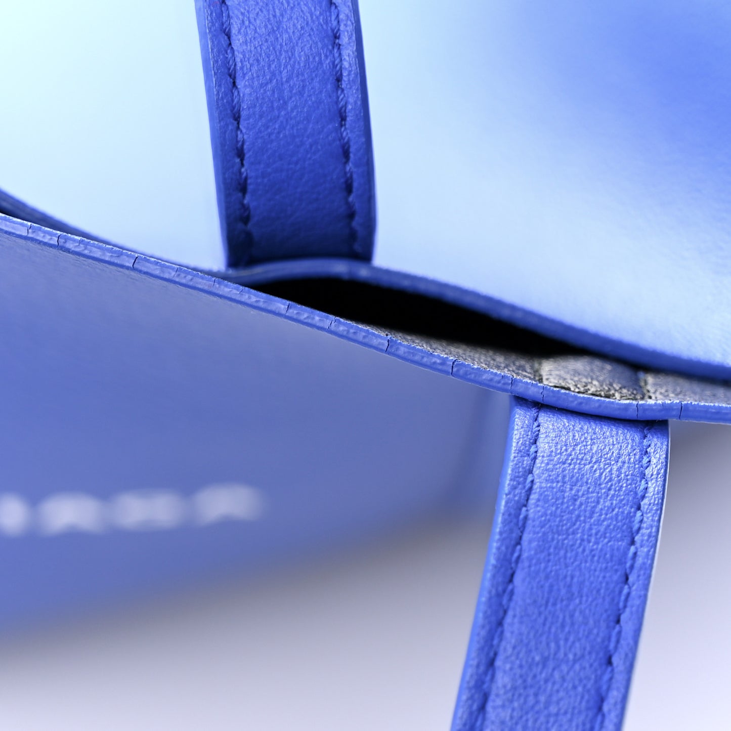 Smooth Calfskin Logo Double Sided Small Everyday Tote Bleu Prim Black