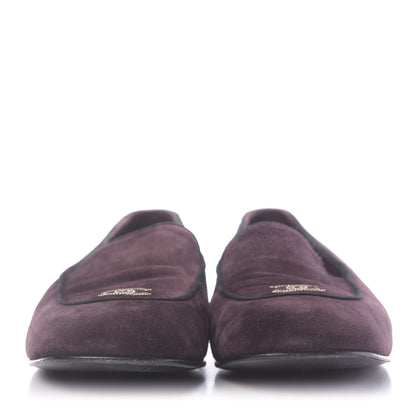 Chanel Suede Calfskin Womens Mocassin CC Flats 41.5 Purple 2 of 12