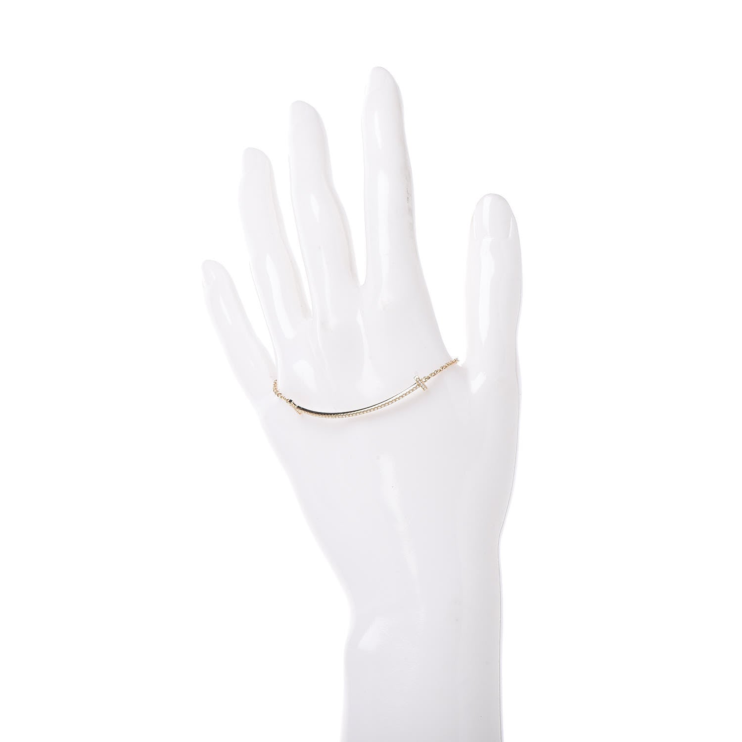 Tiffany 18K Yellow Gold Diamond T Smile Bracelet 2 of 7